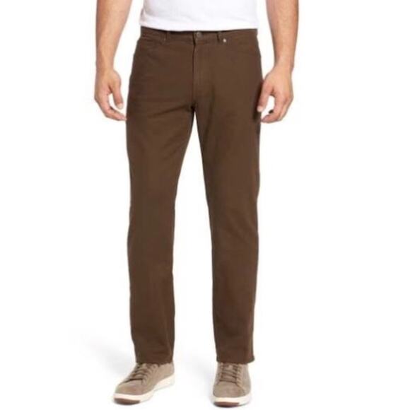 Peter Millar Size 35 Dark Brown Canvas Five Pocket Stretch Pants Cotton Straight - Picture 10 of 10